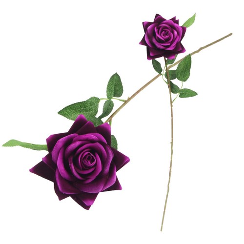 Large Artificial Flowers Deluxe Stem Fake Silk Premium Open Velvet Rose