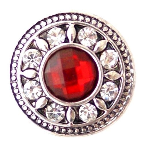 Silver Red Rhinestone 20mm Snap Charm For Ginger Snaps Magnolia Vine Jewelry 
