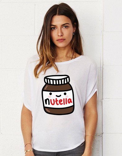 Nutella Chocolate Hazelnut Spread lady/'s tunic damen top shirt loose fit t-shirt