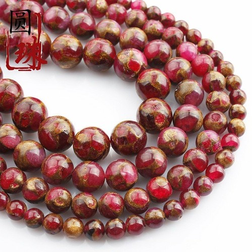 Wholesale 1 Strand Gold Sea Sediment Jasper Ball Loose Beads 15.5 in AE3343 environ 39.37 cm