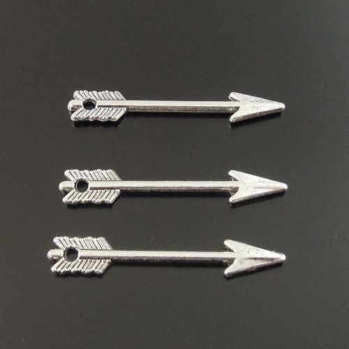 100pcs Antiqued Silver Tone Alloy Arrow Fashion Charms Jewelry Pendant30*5*3mm
