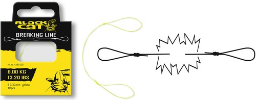 Black Cat Breaking Line 0,15 m 10 Stück gelb Reißleine Wels Waller NEU