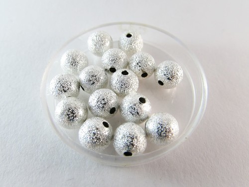 15 métal perles stardust 8mm Argent