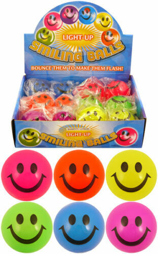 LIGHT UP SMILEY BALL Stress Relief Fidget Kids Happy Face Bouncy Foam Sensory UK