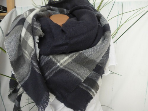 Foulard écharpe écharpe doux descendant 9 102 noir gris étoiles a motifs neuf