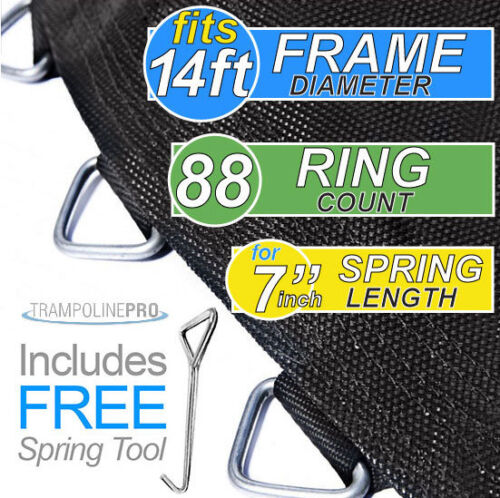 7.0/" Spring TrampolinePro Trampoline Jumping Mat 14/' Round Frame Having 88 Ring