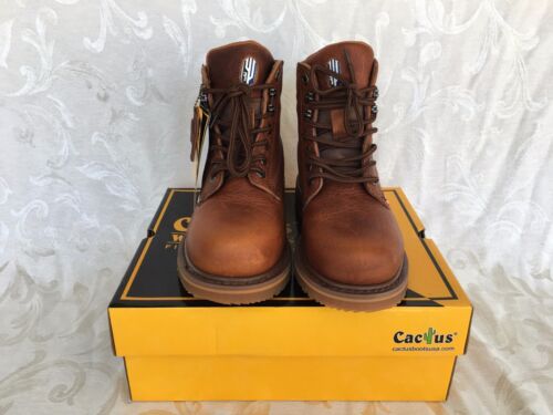 Cactus Men Brown 6/" Leather Work Boots Oil Resistant 6714 Sizes Comfort Fit