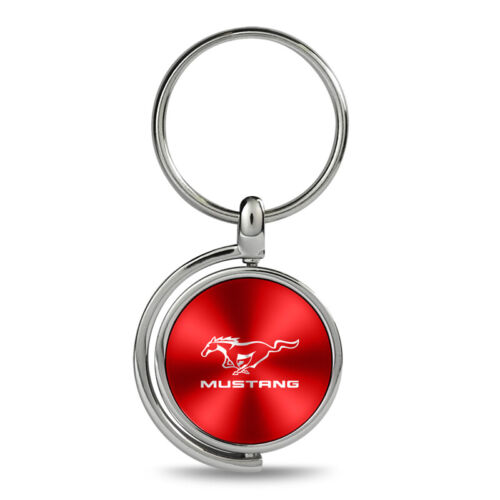 Ford Mustang Red Brushed Metal Spinner Key Chain Key-ring Keychain 