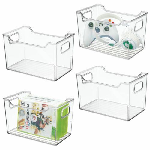 Clear for Cube Furniture mDesign Storage Organizer Bin with Handles 4 Pack 