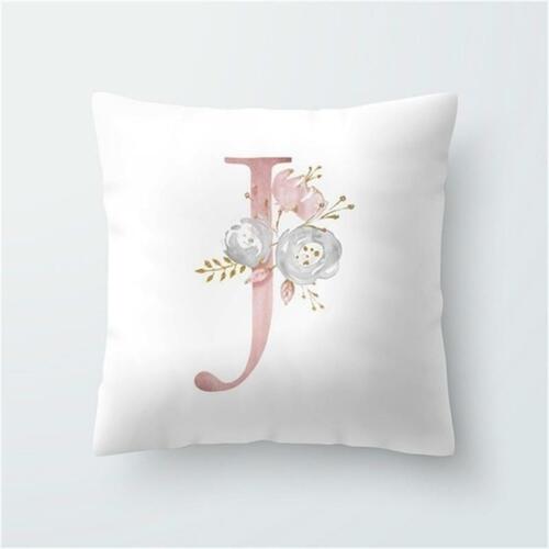Letter Pink Floral Printing Pillow Case Throw Cushion Cover Sofa Home Decor Dw
