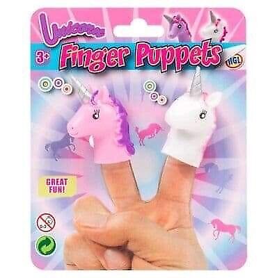 2 Unicorn finger puppets ideal for Party bags and Christmas stocking filler