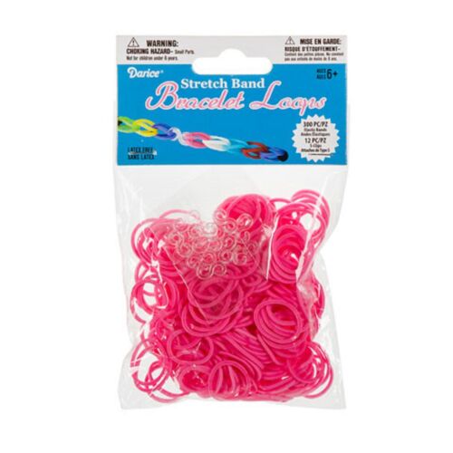 Latex Free 300 Darice Stretch Band Bracelet Loops 12 & Clips Pink Color 