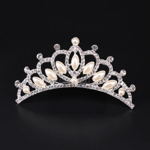 NEW Stunning Crystal Flower Pearl Tiara Crown Hair Comb Bridal Wedding Hair 