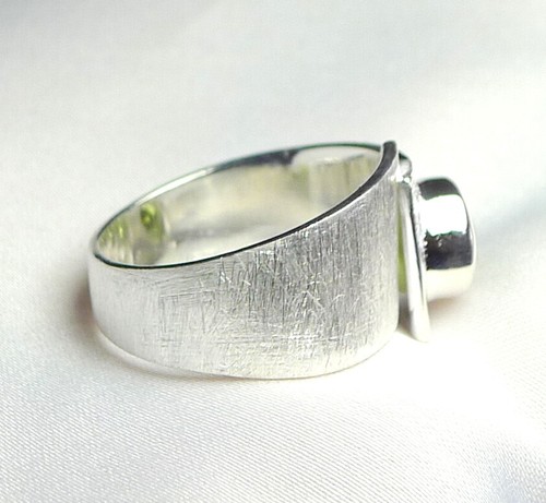 wertvoll 56-61 mattierter Designer Ring Peridot Olivin Ring 925 Silber Gr