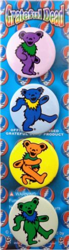 88004 Grateful Dead Jerry Bear Rock Music Band 1960s Hippy Gift Button SET OF 4