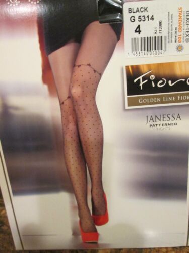 FIORE JANESSA POLKA DOT TO ABOVE KNEE TIGHTS PANTYHOSE BLACK 3 SIZES 