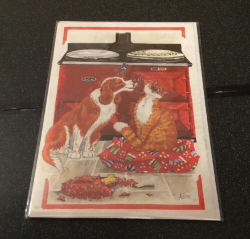 Rouge Aga avec Cat /& Dog Carte de vœux ferme UK Made Carte