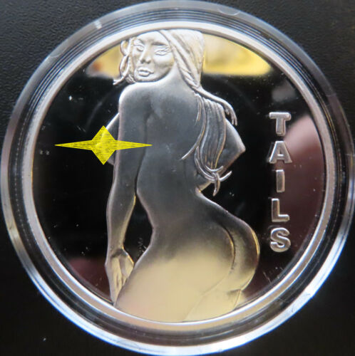 1 Oz Pure .999 Bare Silver Art Round #1 Bikini Girl Flipper Coin Lady w/ Capsule