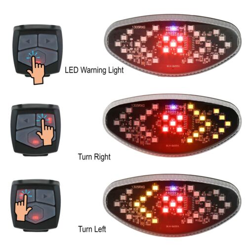Bicycle Taillight with Turn Signals Usb Rechargeable Wireless Remote Control 