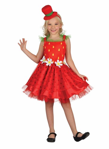 Girls Strawberry Costume Kids Food Fancy Dress Outfit Book Week Story Dressup