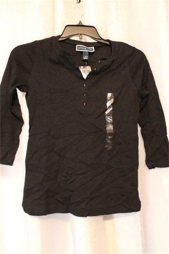 NWT Karen Scott Split Neck 3//4 Sleeve Deep Black Top Sz XSmall and Med