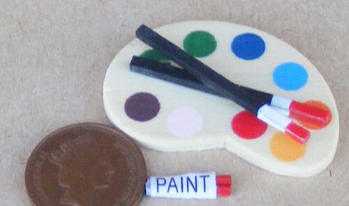 1:12 Escala de Madera Artista Pintura Paleta tumdee Casa De Muñecas Miniatura Accesorios