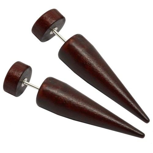 2 Fake Dehnstabe Expander Dehnstab Taper Plug Ohrring Holz Fakeplug Tunnel Ohr Fake Piercings Uhren Schmuck
