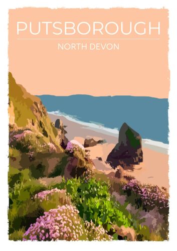 North Devon Art Deco Travel Posters Lovely Retro Holiday Tourism Putsborough