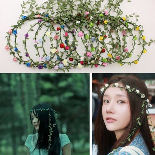 Bohemian Flower Crown Wedding Garland Forehead Hair Head Band Beach Wreath In UK 