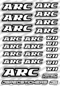 ARC ADVANCED RC CAR STICKER DECAL SHEET R11 EP TOURING CUSTOM BODY DESIGN GREY