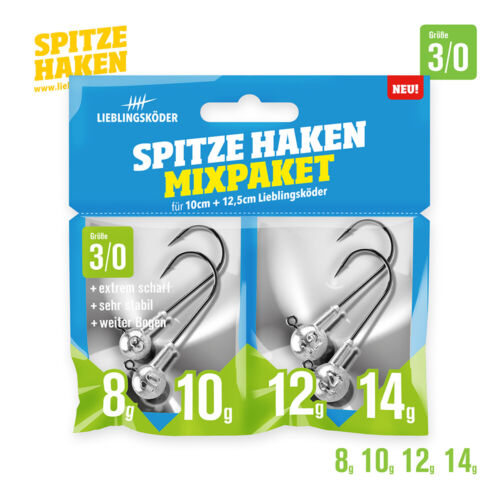 Lieblingsköder Jigkopf Spitze Haken 3/0 6g 8g 10g 12g 14g 16g 18g 20g Mixpaket 
