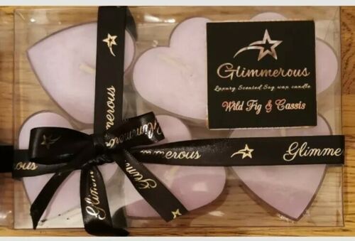 Heart shape soy wax tealights candles x6 jo malone inspired wild fig & cassis 