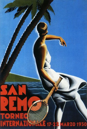 TENNIS CUP 1930 SAN REMO ITALY ITALIA TORNEO SPORT TRAVEL VINTAGE POSTER REPRO