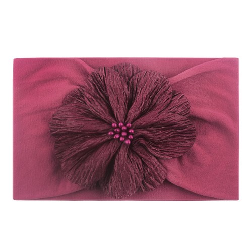 Big Flower Decorate Headband Baby Girls Soft Elastic Wide Hair Band Solid Turban
