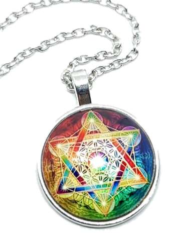 Metatrons Cube Number 13 Kabbalah Pendant Statement Chain Necklace Jewellery V2