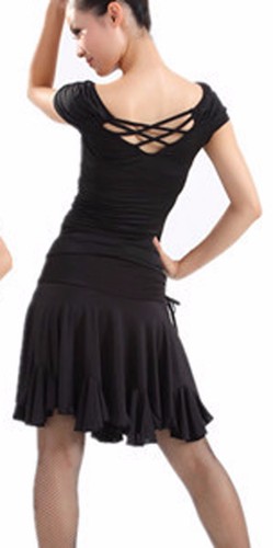 SGS45BK New Black Ballroom Latin Rhythm Salsa Swing Club Dance Skirt With Trunk