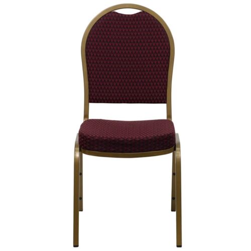 10 PACK Banquet Chair Burgundy Pattern Fabric Restaurant Chair Dome Back Stack