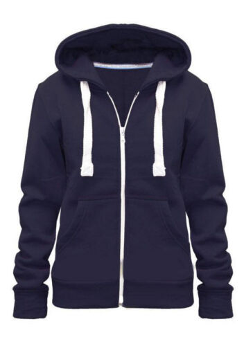 Ladies Fleece PLAIN ZIP HOODIE Plus Size Zipper Sweatshirt Jacket Small-XXXXXXXL 