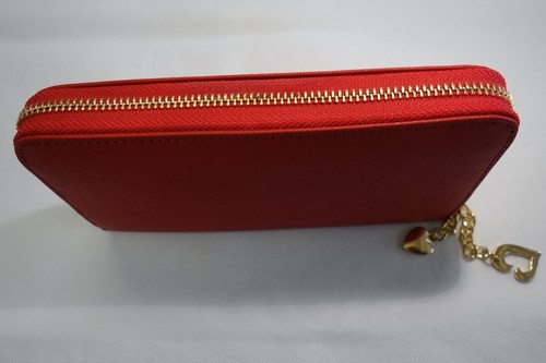 Ladies Leather Purse Wallet Organizer Zip Around Concertina Red Colour
