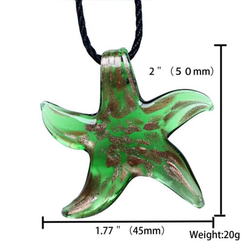 Lampwork Glass Starfish Pendant Necklace Boho Leather Rope Jewelry Gift New Hot 