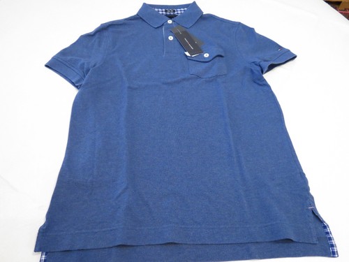 Mens Tommy Hilfiger Polo shirt XL slim fit pocket solid 7845162 Kings Blue 404