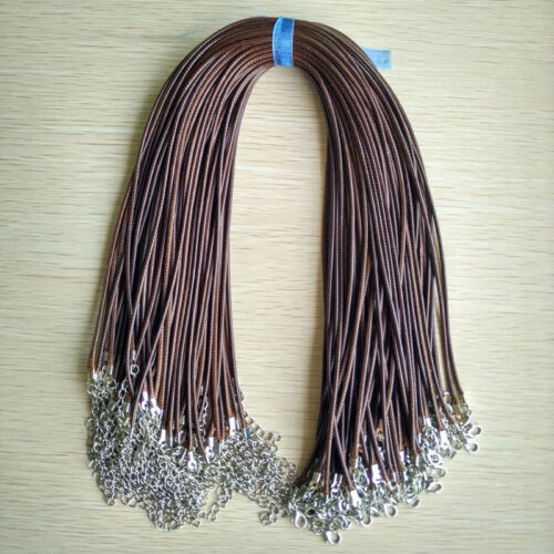 2mm Coffee Wax Leather Cord Rope Lobster clasp Necklaces 45cm Wholesale 100pcs 