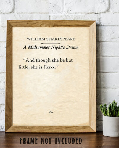 11x14 Unframed Typography Book William Shakespeare And Though She Be Little