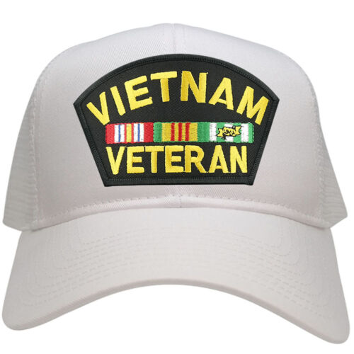 Military Vietnam Veteran Large Embroidered Patch Adjustable Mesh Trucker Cap