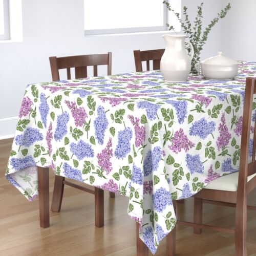 Tablecloth Lilac Purple Flower Wedding Garden Botanical Floral Cotton Sateen 
