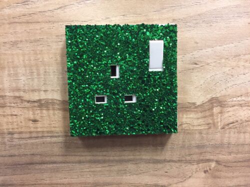 DEEP GREEN GLITTER FABRIC SWITCH SOCKET COVERS WITH DOUBLE SIDE TAPE SWITCHES 