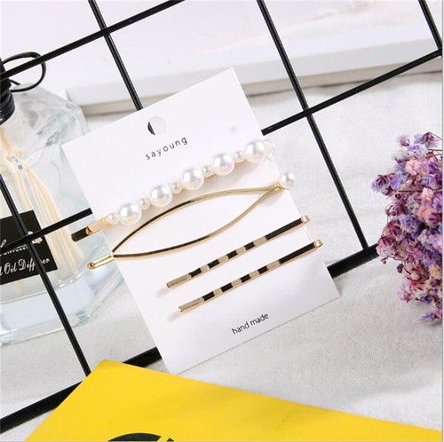 Women Pearl Acid Acetic Acrylic Pin Barrette Clip Hairpin Hair Accessories Chic