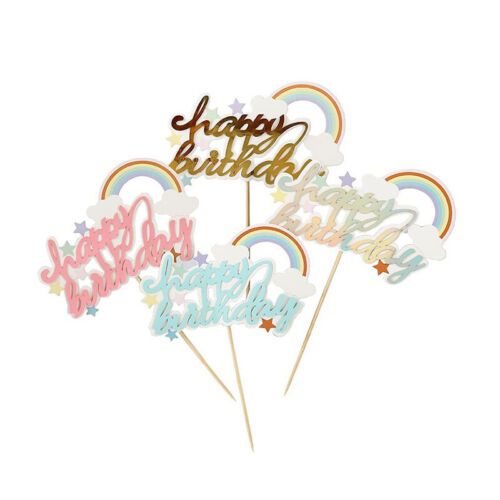 Birthday Cake Rainbow Color Card Dessert Decoration Plug-in Card Happy Birth Hw