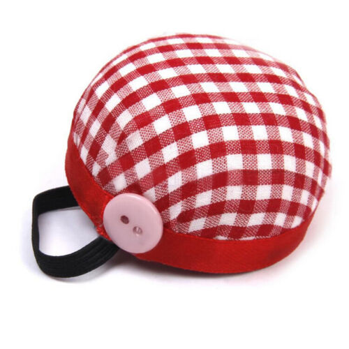 Plaid Grids Needle Sewing Pin Cushion Wrist Strap Tool Button Storages Holder PT 