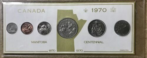 1970 Coin Year Set Details about  / CANADA - with Manitoba Dollar Display Card 6